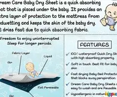 DREAM CARE Waterproof & Washable Instadry Extra Absorbent Baby Dry Sheet - Image 1