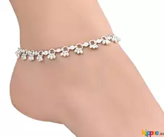 AanyaCentric Silver Plated White Metal Anklets Payal Pair ACIA0060 - Image 2