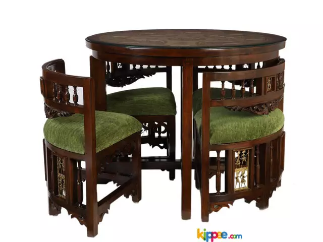 TEAK WOOD DINING TABLE AND CHAIRS - 1