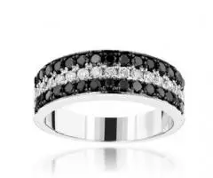 Buy and Save Huge on White Gold Black Diamond Wedding Rings - Image 1