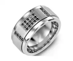 Buy and Save Huge on White Gold Black Diamond Wedding Rings - Image 2