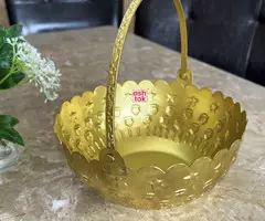 Buy Pooja Basket with Gold Finish | Flower Basket for Pooja - Image 2